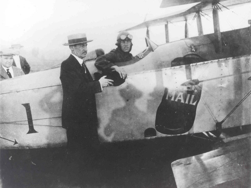 photo of Airmail pilot Max Miller in a Standard JR-1B aircraft