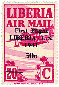 50c surcharge on 20c airmail single, 1941