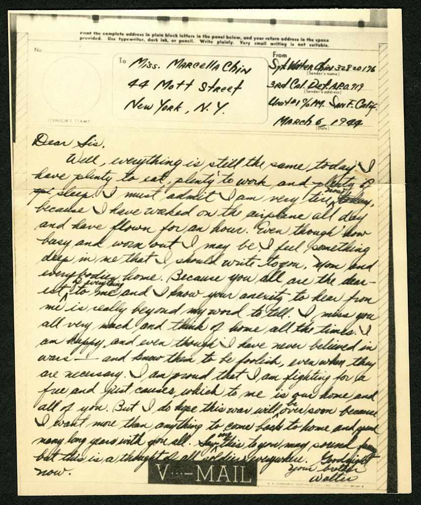 V-Mail letter, 1944