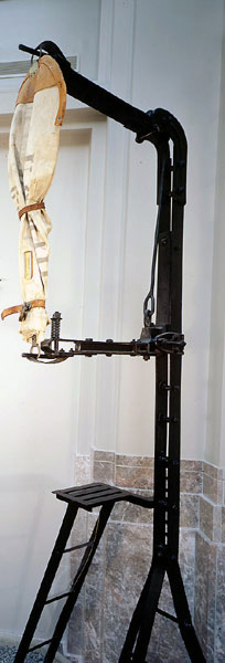 mail crane on display in the museum's atrium