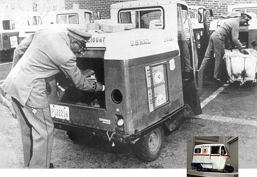 postal worker loading mail into a Mailster
