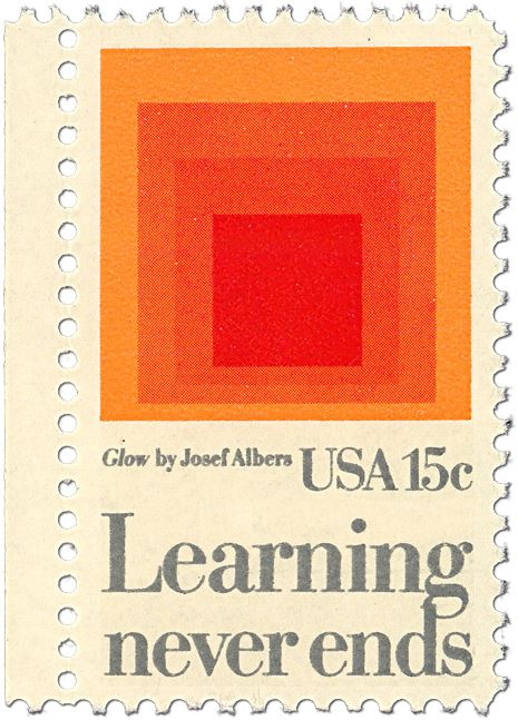 Learning Never Ends stamp- Glow by Josef Albers