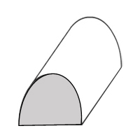 A black and white figure of a piece of paper folded over so the edges touch the ground, but the middle is up in the air and empty; the shape is similar to a rainbow.