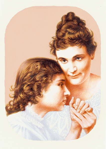 painting of Helen Keller and Anne Sullivan
