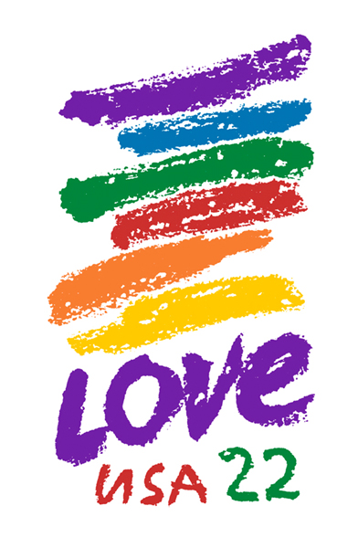 rainbow colors and the word LOVE