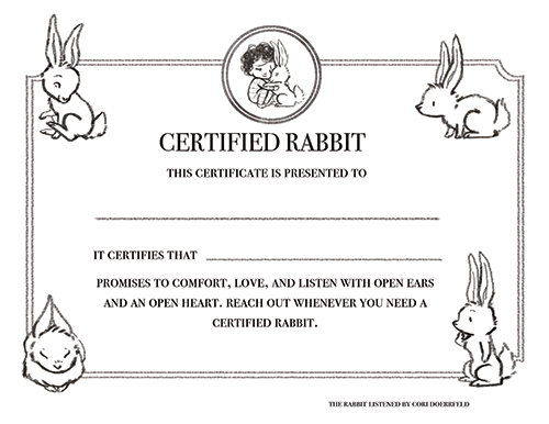 A fill in certification that says, “CERTIFIED RABBIT”.