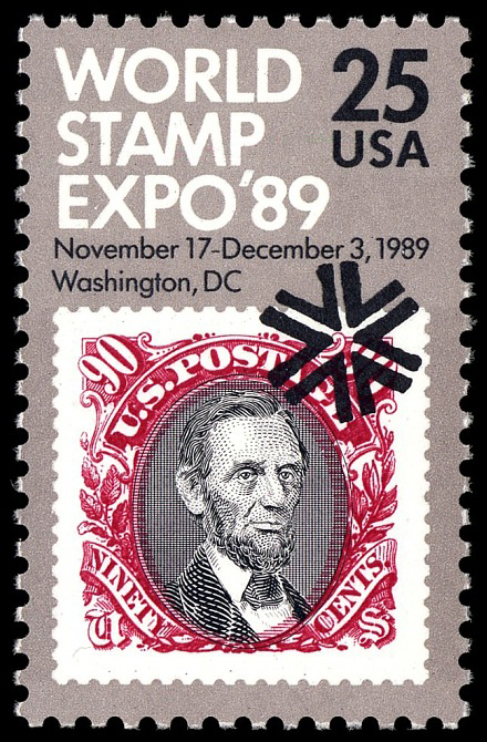 Sello de 25 centavos de la Exposición mundial de sellos '89