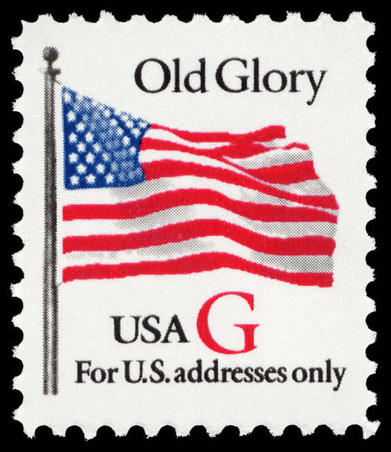 G Rate (32-cent) red Old Glory stamp