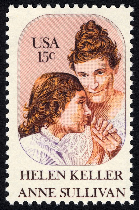 Sello de 15 centavos de Helen Keller y Anne Sullivan