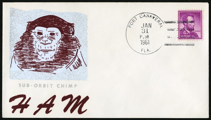 Sobre del evento de lanzamiento del chimpancé espacial Ham de 1961