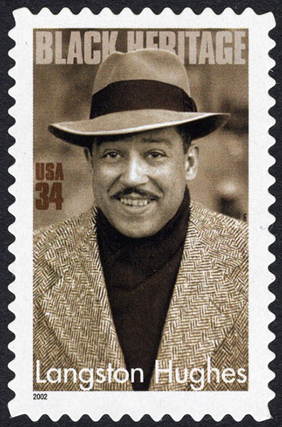 34-cent stamp featuring a photo of Langston Hughes