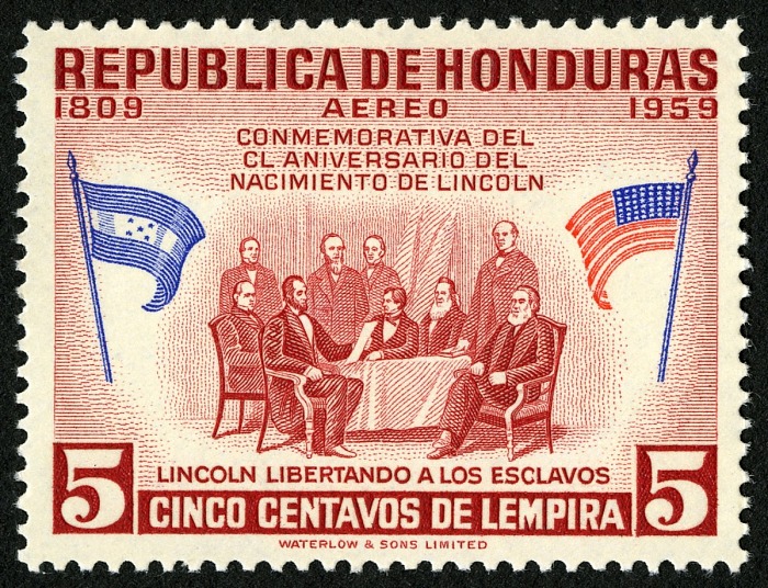 Sello de Lincoln liberando a los esclavos de 5 centavos