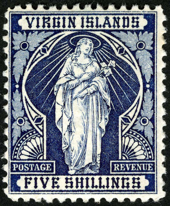 timbre de 5 shillings de Sainte Ursule