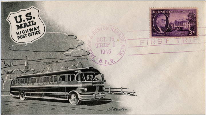 U.S. Mail Hightway Post Office- H.P.O. bus black and white cover
