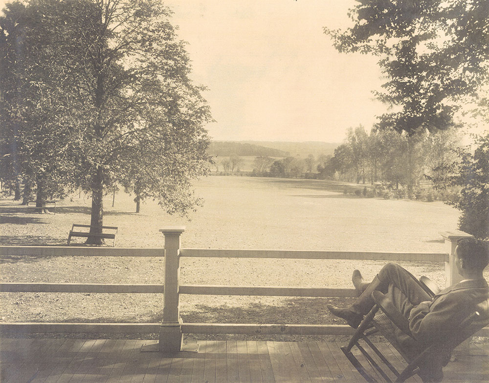W. Atlee Burpee overlooking the Great Lawn at Fordhook Farm