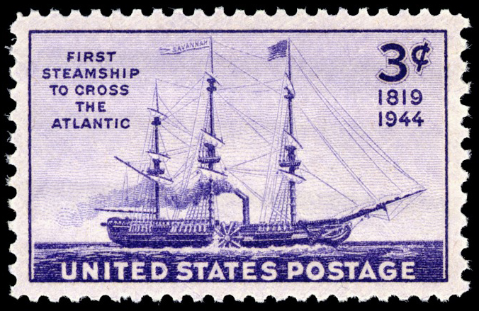 Estampilla barco de vapor Savannah de 3 centavos