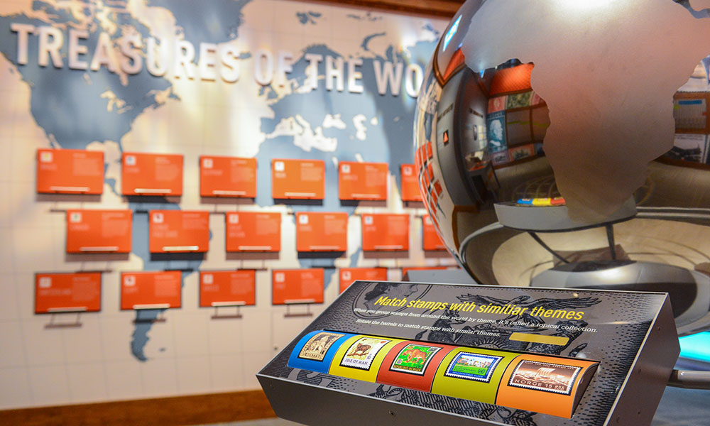 Stamps Around the Globe exhibit