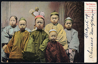 Chinese children after San Francisco earthquake postcard, 1906