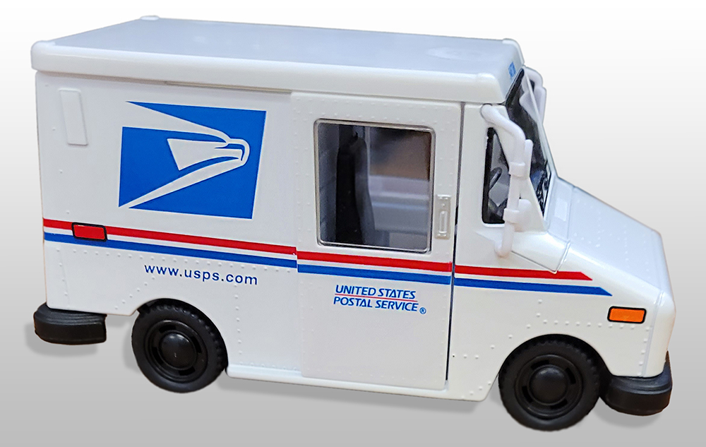 a toy mail truck